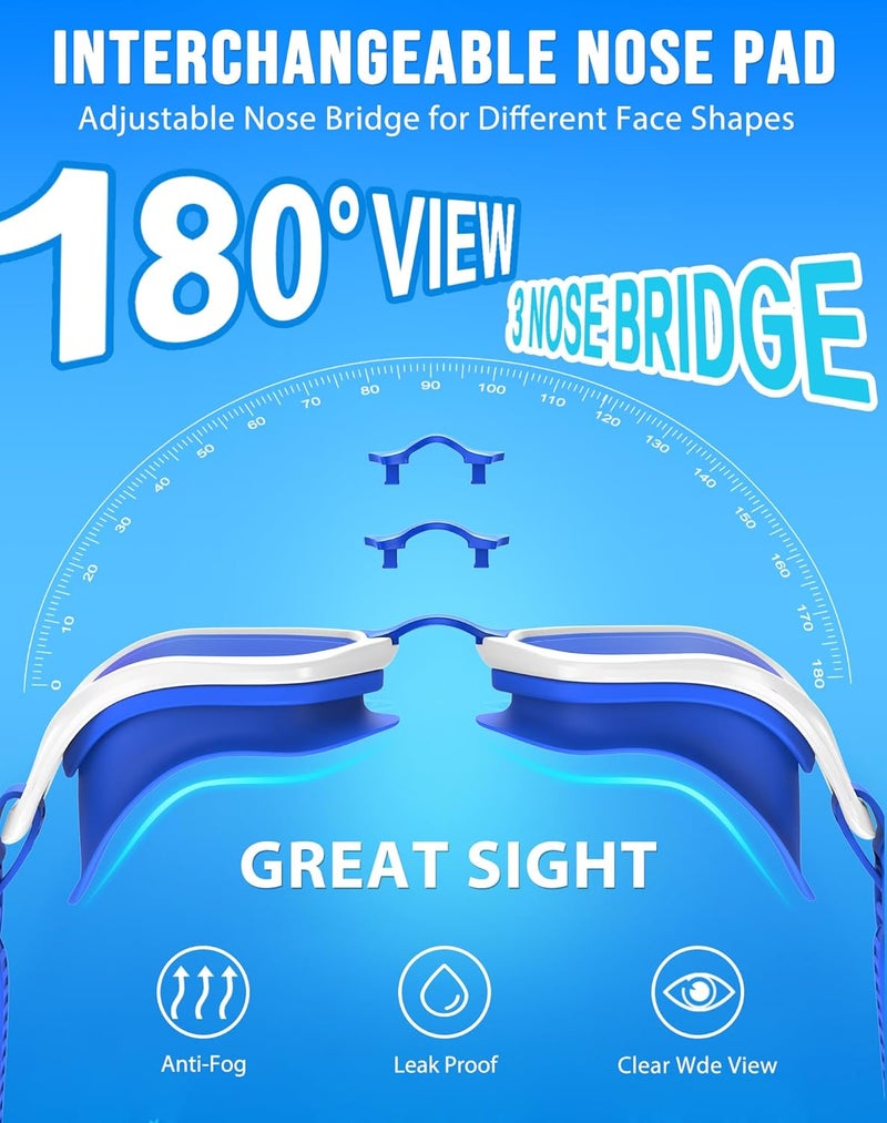 Vegemono Swim Goggles, Unisex Adult Swimming Goggles Anti Fog Anti UV No Leakage Wide View for Men Women Youth - Image 2